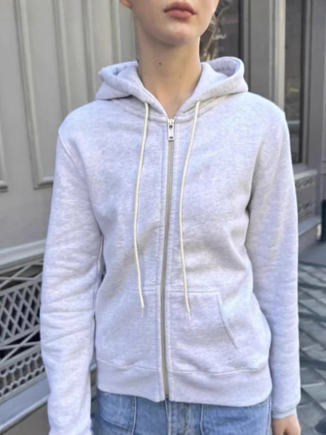 Sweet Electric Blue Zipper Hoodies Women Autumn Pockets Drawstring Hoodie Tops Vintage Loose Preppy Style Y2K Sweatshirts Coat