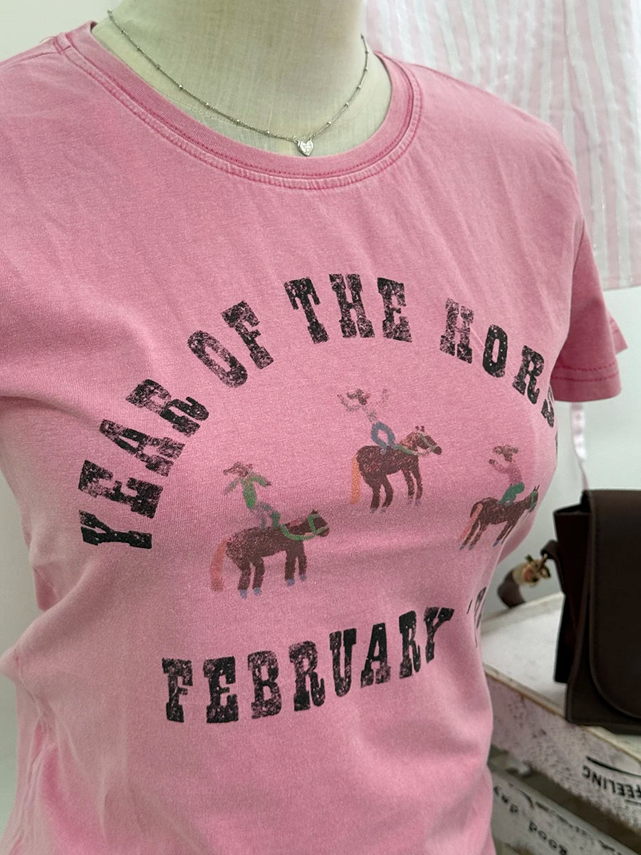 Letter Print T-shirts Women Summer Cotton Casual Streetwear Slim Short Sleeve Tees Sweet Preppy Style Chic Tshirt Y2K