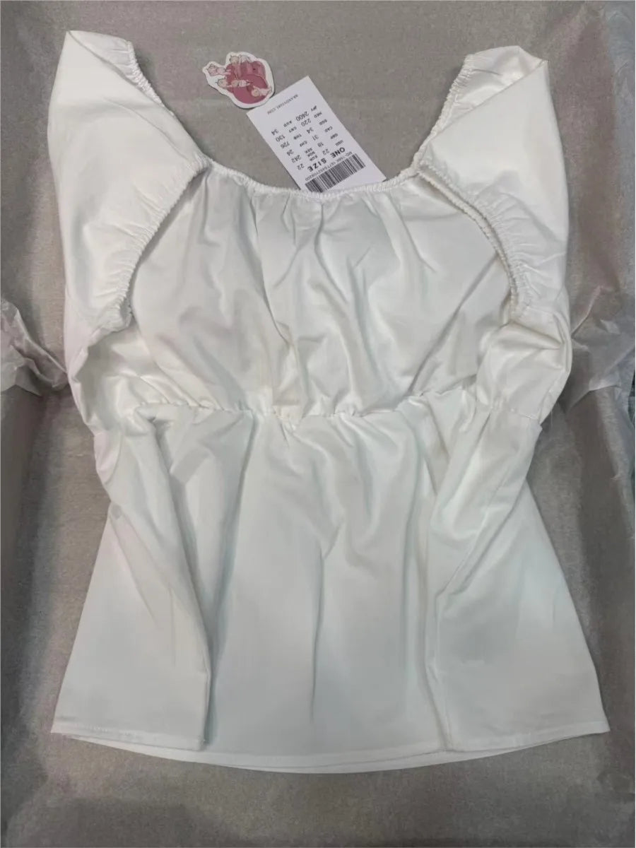 Lace-up Strap White Short Sleeve Tees Women Summer Casual Simple Sexy White Crew Neck Tops Sweet Cute Preppy Style T-shirts Y2K