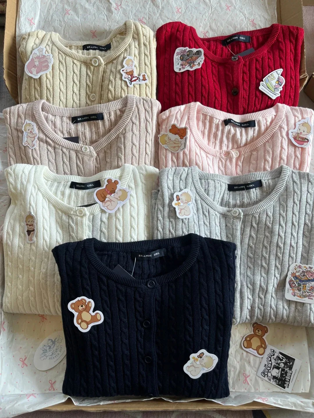 Brown Twsit Cardigan Women Spring Simple Casual Cotton Slim Button Long Sleeve Sweater Vintage Chic Preppy Style Sweaters Y2K