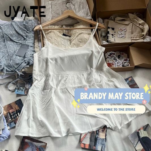 Fashion White Loose V-neck Tank Tops Women New Cotton Casual Simple Side Zipper Sleeveless Vests Sweet Preppy Style Camisole Y2K