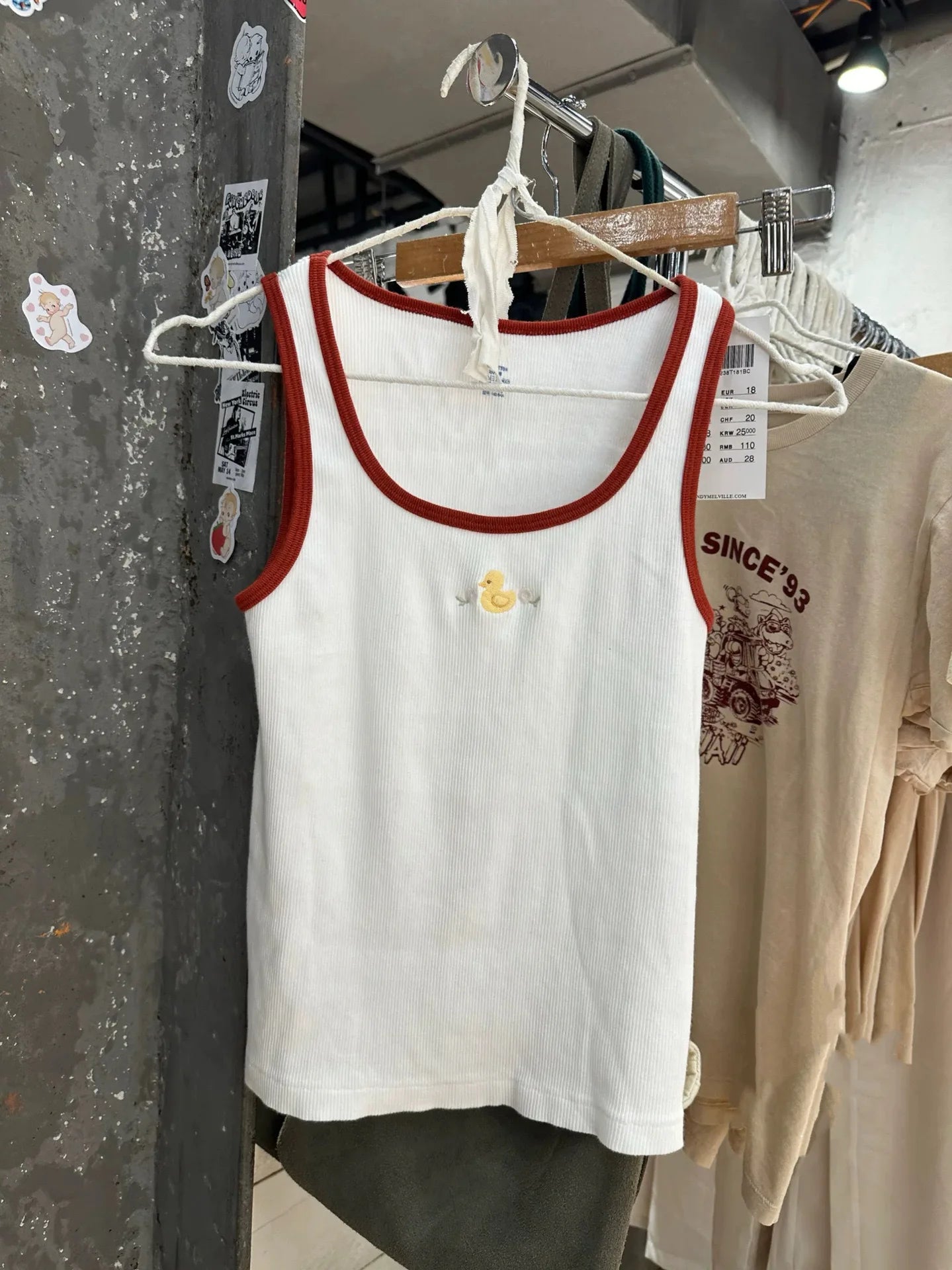 New Duck Embroidered Tank Top Women Spring Casual Preppy Style Slim Red Hem U-neck Sleeveless Camis Cute Sweet Vintage Vests Y2K