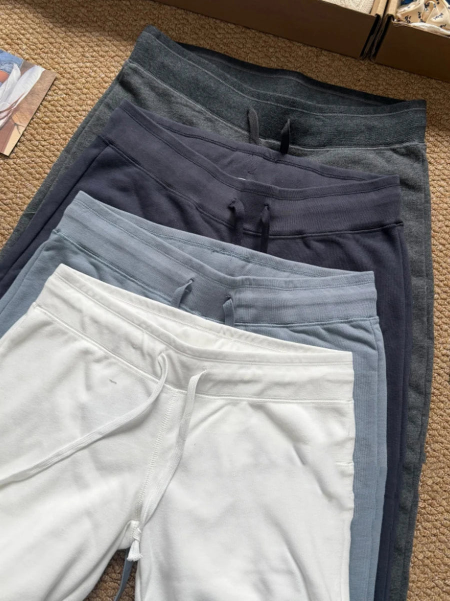 Raw Hem Drawstring Sweatpants Women New Simple Basic Casual High Waist Wide Leg Pants Vintage Sweet Loose Joggers Trousers Y2K