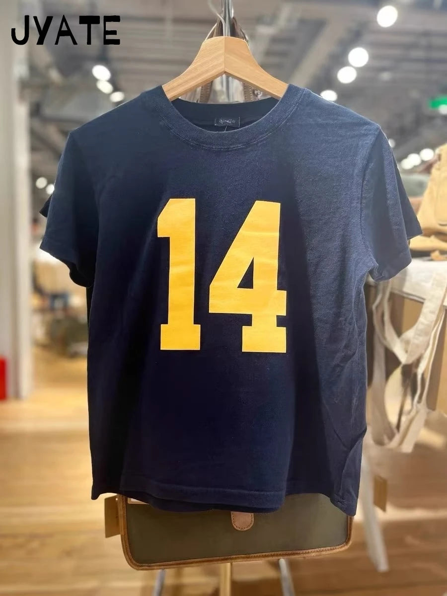 Classic Number Graphic Print Cotton T-shirts Women Summer Soft Casual Loose O-neck Short Sleeve Tees Vintage Streetwear Y2K Tops