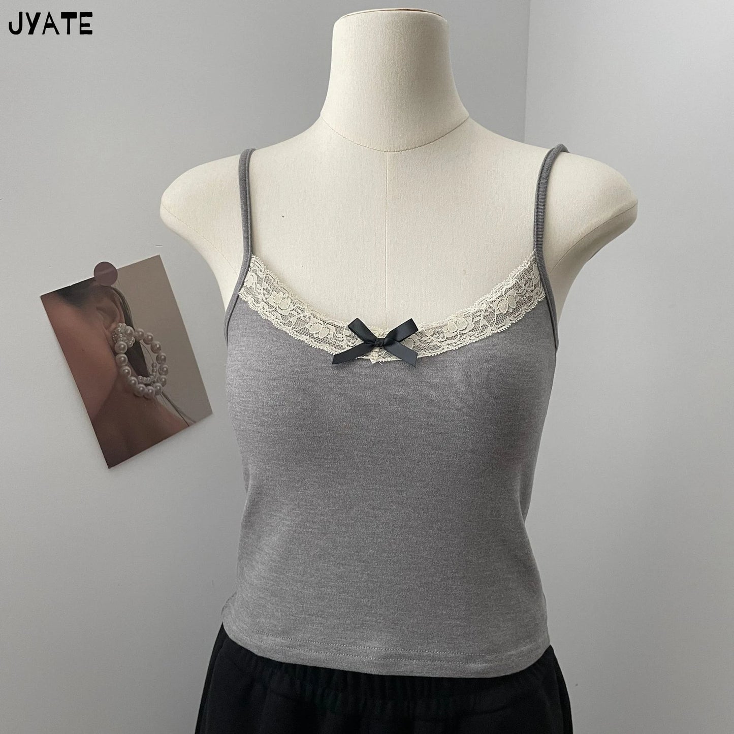 2024 Sweet Lace Trim Bow Tank Tops Women Summer New Casual Solid Slim Preppy Style Cropped Vests Vintage Basic Cute Camisole Y2K