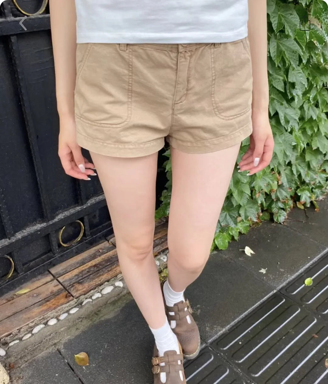 Solid Cotton Short Pants Women Summer Casual Pocket Button Straight Waist Sweatshort Sweet Chic Preppy Style Cargo Shorts Y2K