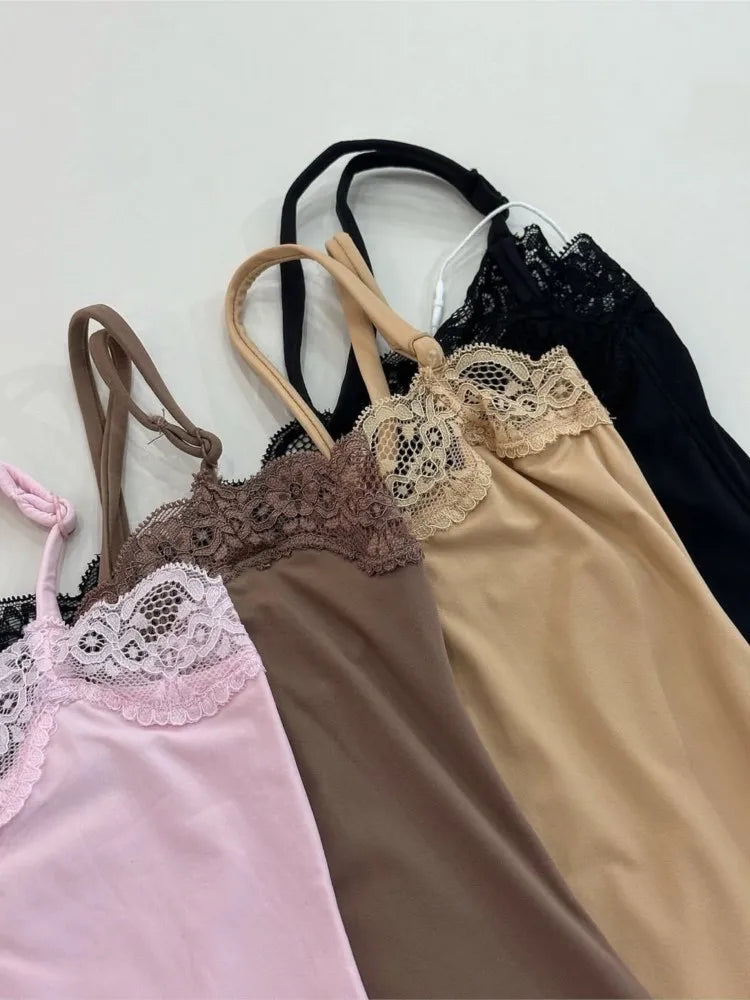 Cute Lace Trim Slim Yoga Playsuits Women Chic High Elasticity Adjustable Strap Skinny Bodysuit Sweet Pink Smooth One-piece Tops