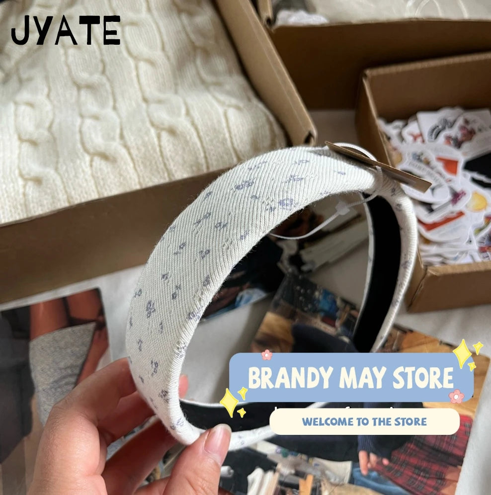 Cute Graphic Print Headbands Women 2024 New Casual Vintage Cotton Preppy Style Streetwear Headwears Chic Sweet Girl Headband Y2K