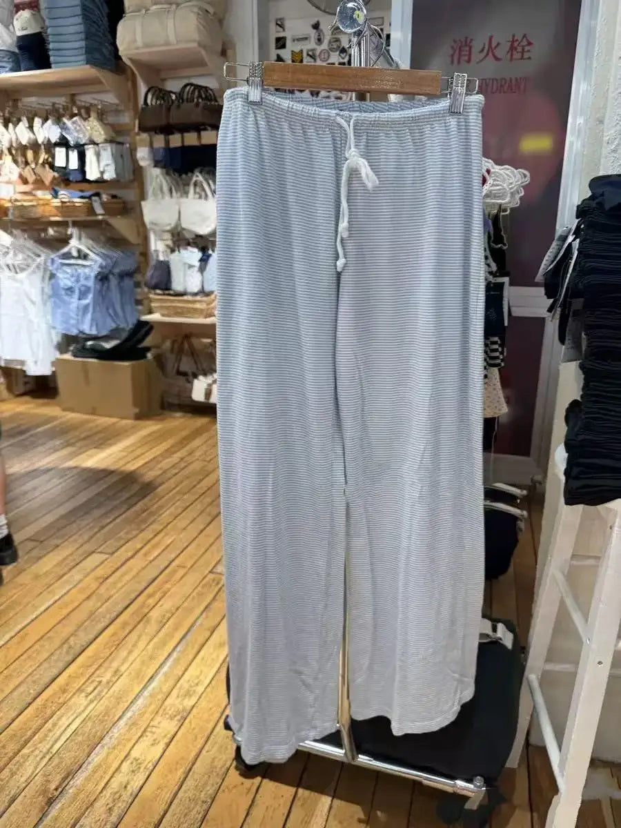 Retro Brown Drawstring Trousers Women Casual Cotton Soft High Waist  Straight Sweatpants Vintage Sweet Sport Long Pants Y2K New