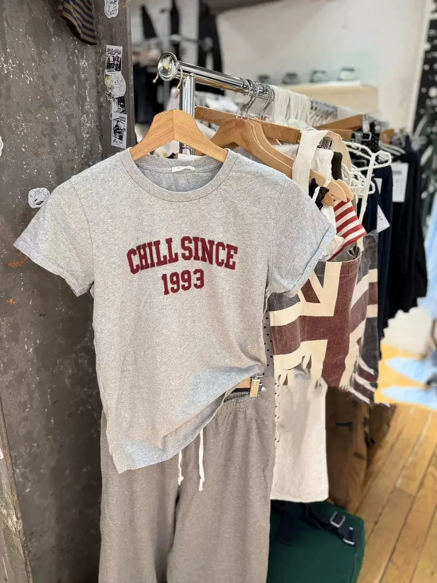Letter 1993 Print Slim T-shirts Woman New Preppy Style Cotton Round Neck Short Sleeve Tee Tops Sweet Simple Fashion Tshirt Y2K