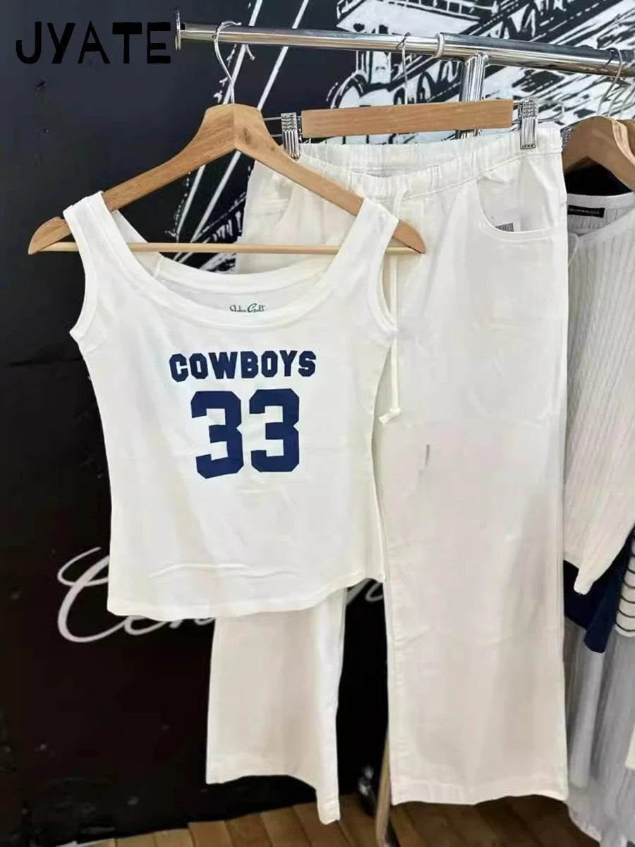 Fashion 33 Print Scoop Neck Tank Tops Women New Cotton Soft Casual Simple Preppy Sleeveless Vests Sweet Chic Vintage Camis Y2K