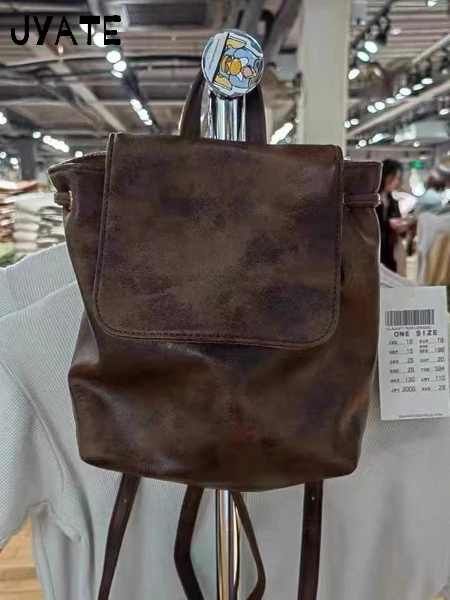 America Vintage School Bag Woman Summer Street Trendy Retro Pu Leather Ladies Shoulder-Bag Harajuku Cute Small Backpack Bags Y2K