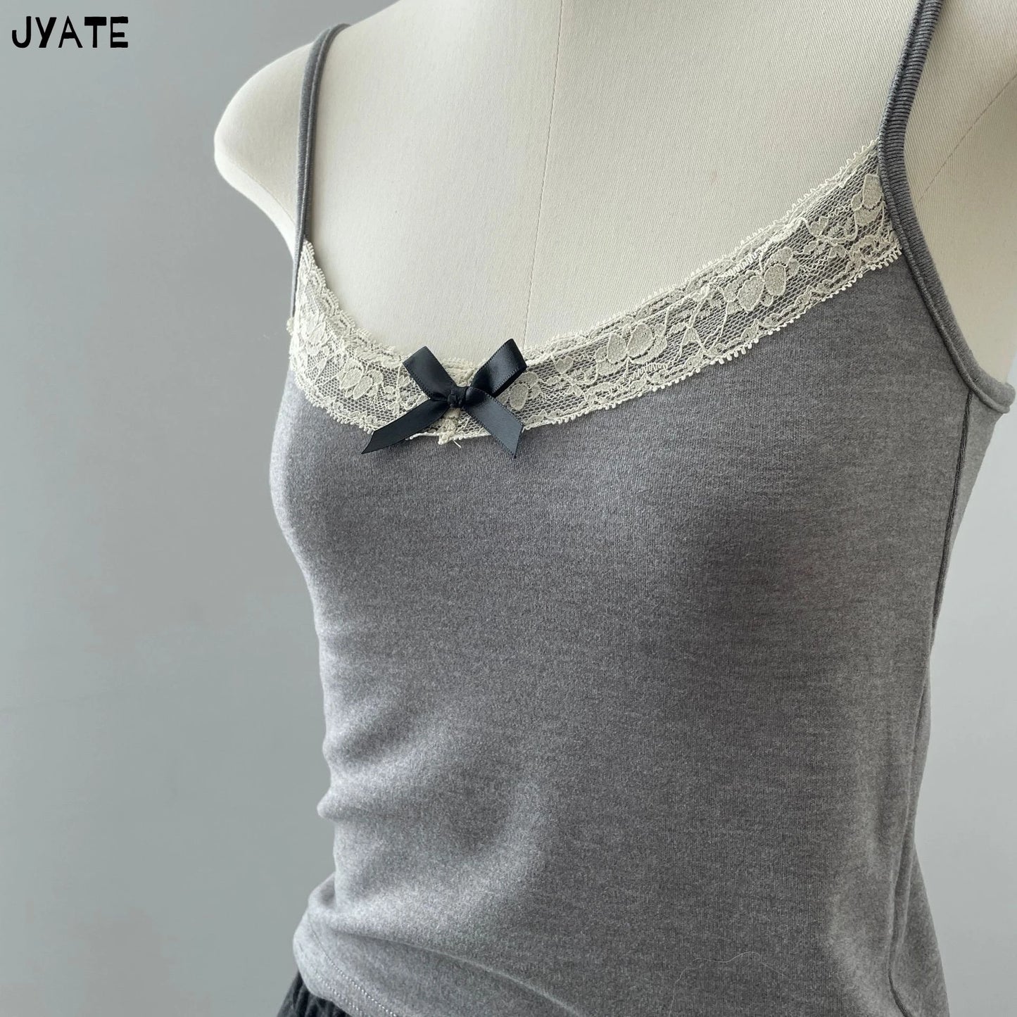 2024 Sweet Lace Trim Bow Tank Tops Women Summer New Casual Solid Slim Preppy Style Cropped Vests Vintage Basic Cute Camisole Y2K