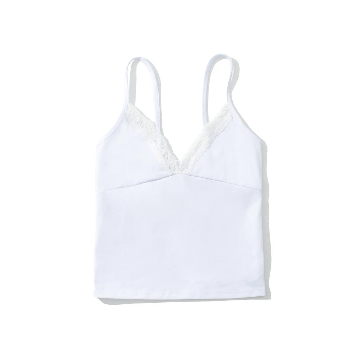 Sexy Lace Trim V-neck Tank Tops Women Summer New Casual Solid Preppy Style Slim Sleeveless Vests Sweet Cute Cropped Camisole Y2K
