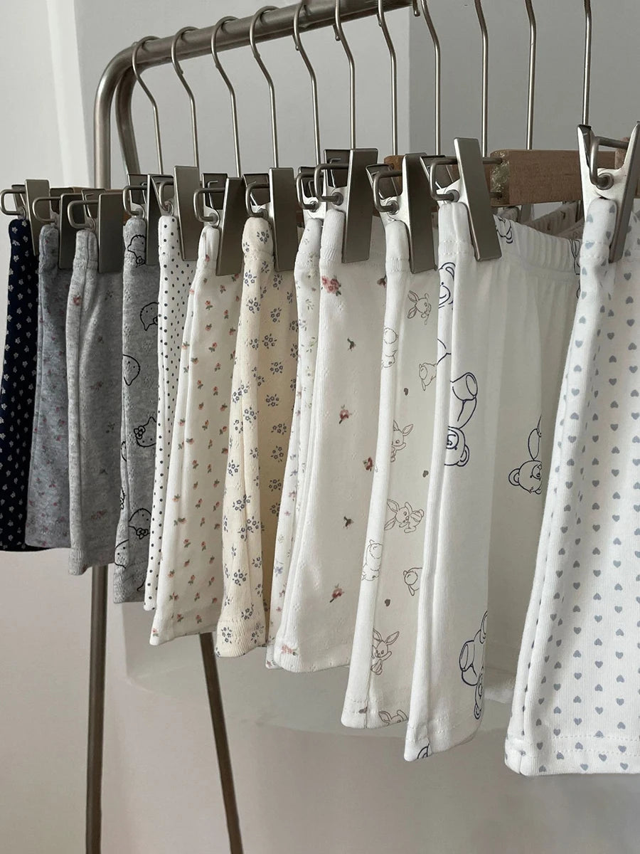 Sweet Eyelet Floral Print Short Pants Women Three Buttons High Waist Straight Home Cozy Underwear Casual Cute Cotton Shorts Y2K