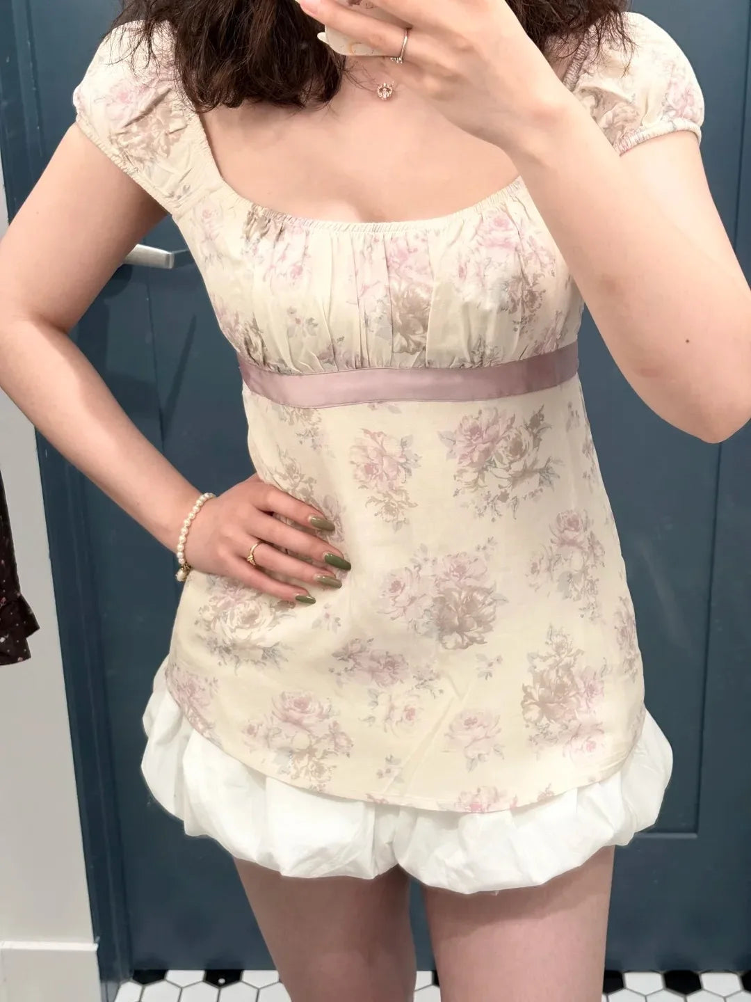 Purple Floral Top Women Casual Slim Lace-up Square Collar Babydoll Sleeveless Tee Tops Sweet Vintage Preppy Style T-shirts Y2K