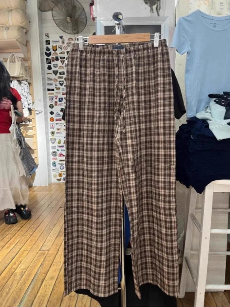 White Drawstring Straight Sweatpants Women Spring Y2K Cotton Linen Casual High Waist Trousers Sweet Cute Sport Long Pants New