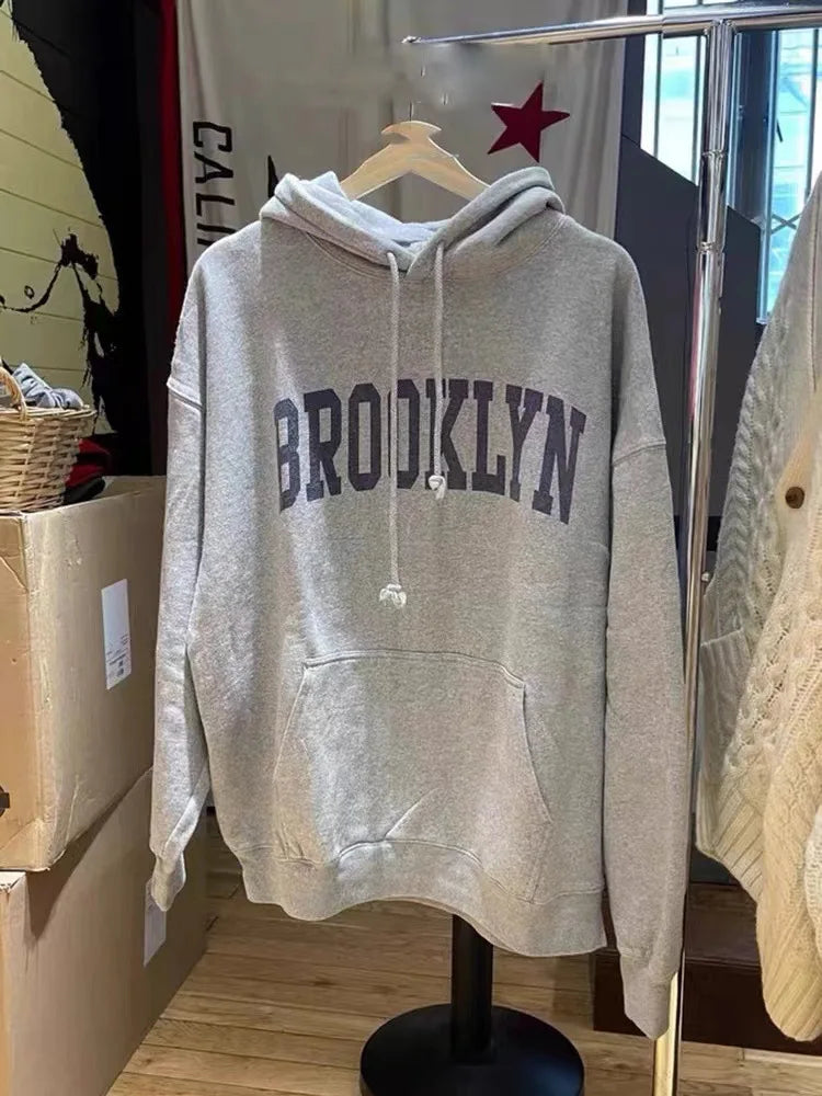 Harajuku Angel Cats Print Hoodies Women Pockets Cotton Soft Casual Streetwear Pullover Tops Vintage Loose Sweet Y2K Sweatshirts