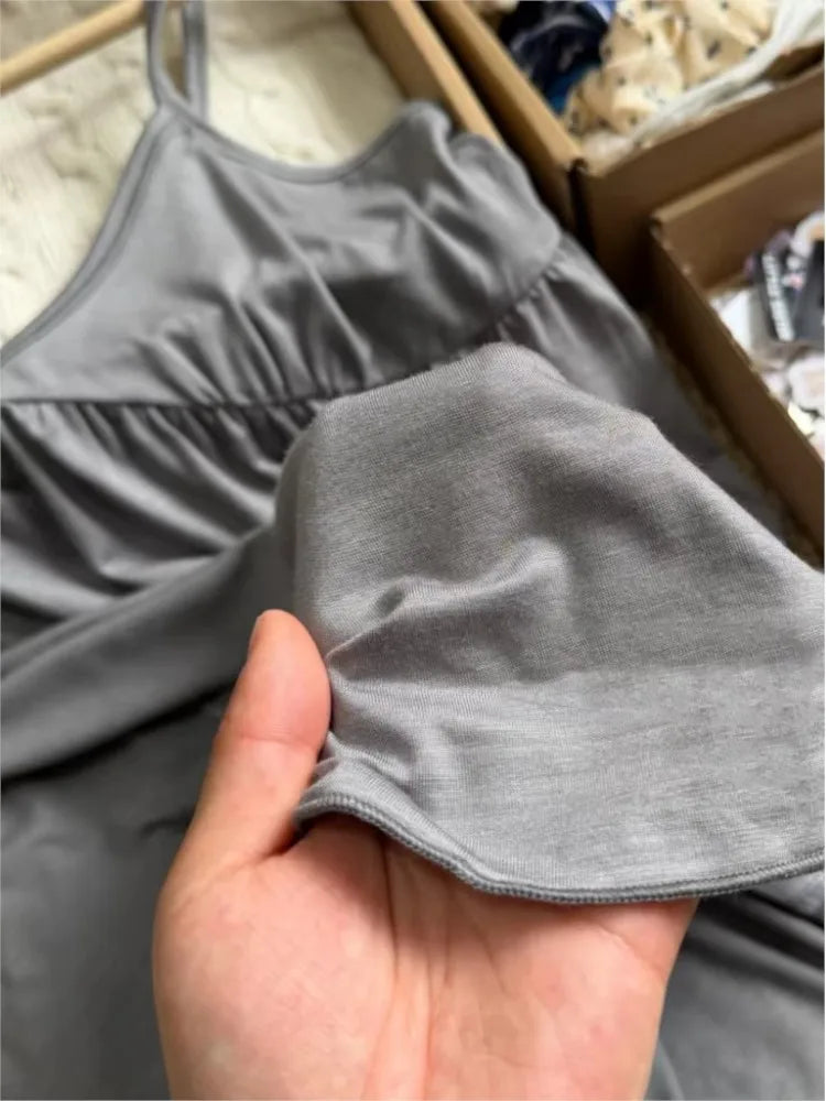 Retro V-neck Gray Camisole Women Summer Casual All-match Streetwear Loose Sleeveless Vests American Simple Camis Y2K