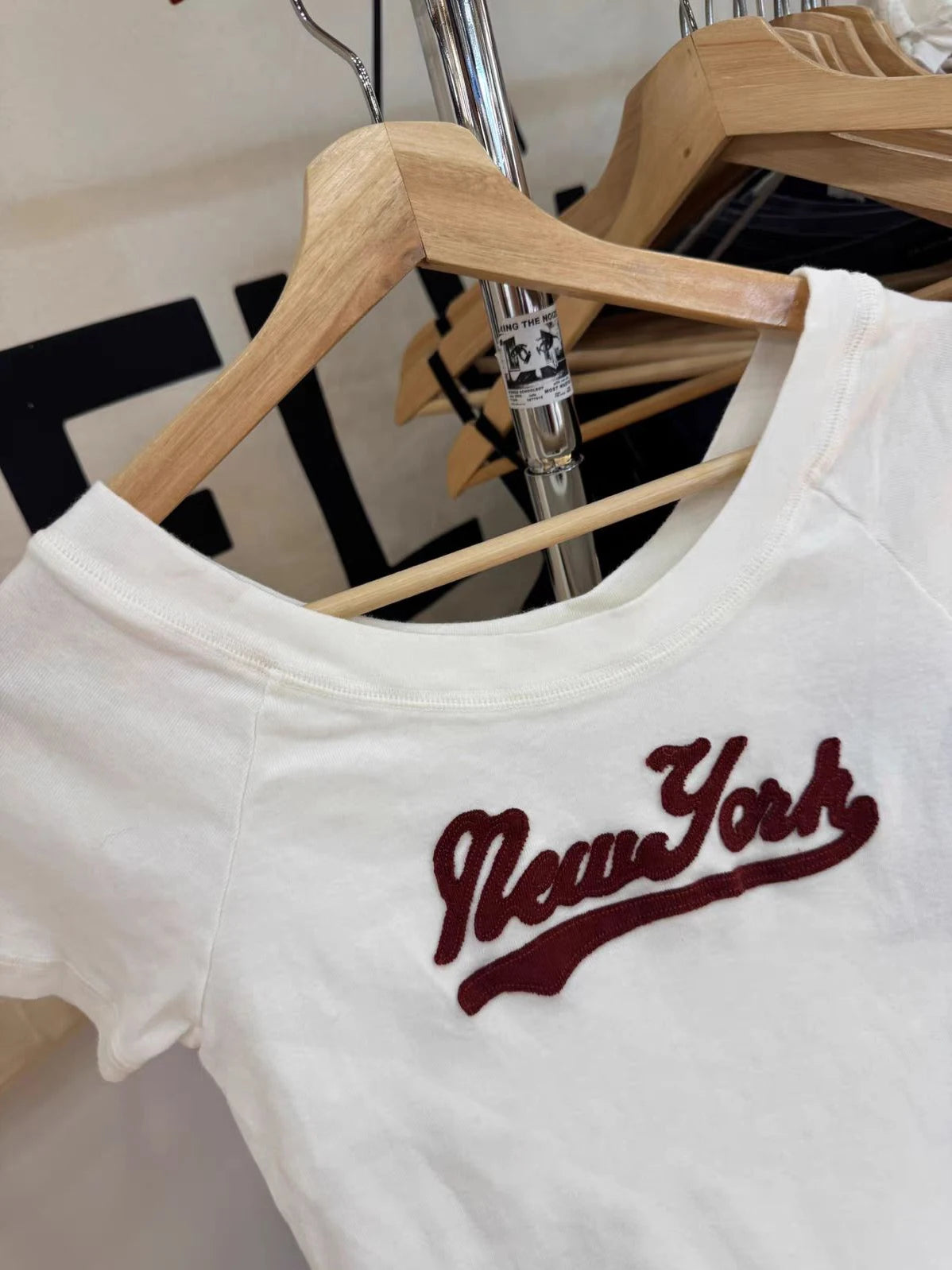 Letter Embroidery Slim Crop Top Women Casual Slash Neck Cotton Short Sleeve T-shirts American Vintage Streetwear Sweet Tee Tops
