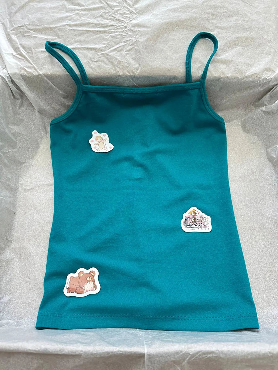 Solid Four Buttons Slim Crop Top for Woman Summer V-neck Cotton Cropped Camisole Fashion Streetwear Tank Tops New Y2k Vest