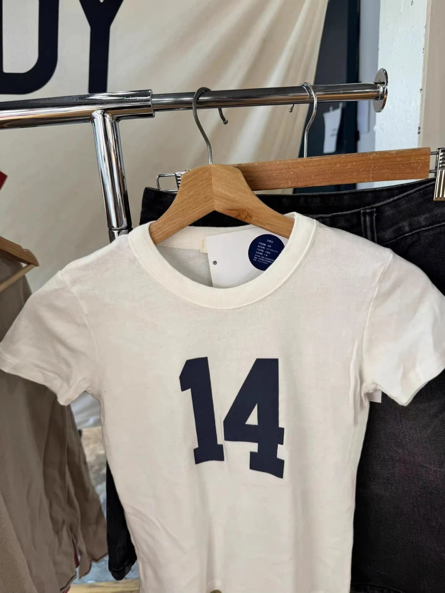 Y2K 14 Print White Slim T-shirts Women Simple O-neck Short Sleeve Cotton Tee Tops Female American Vintage Streetwear Crop Top