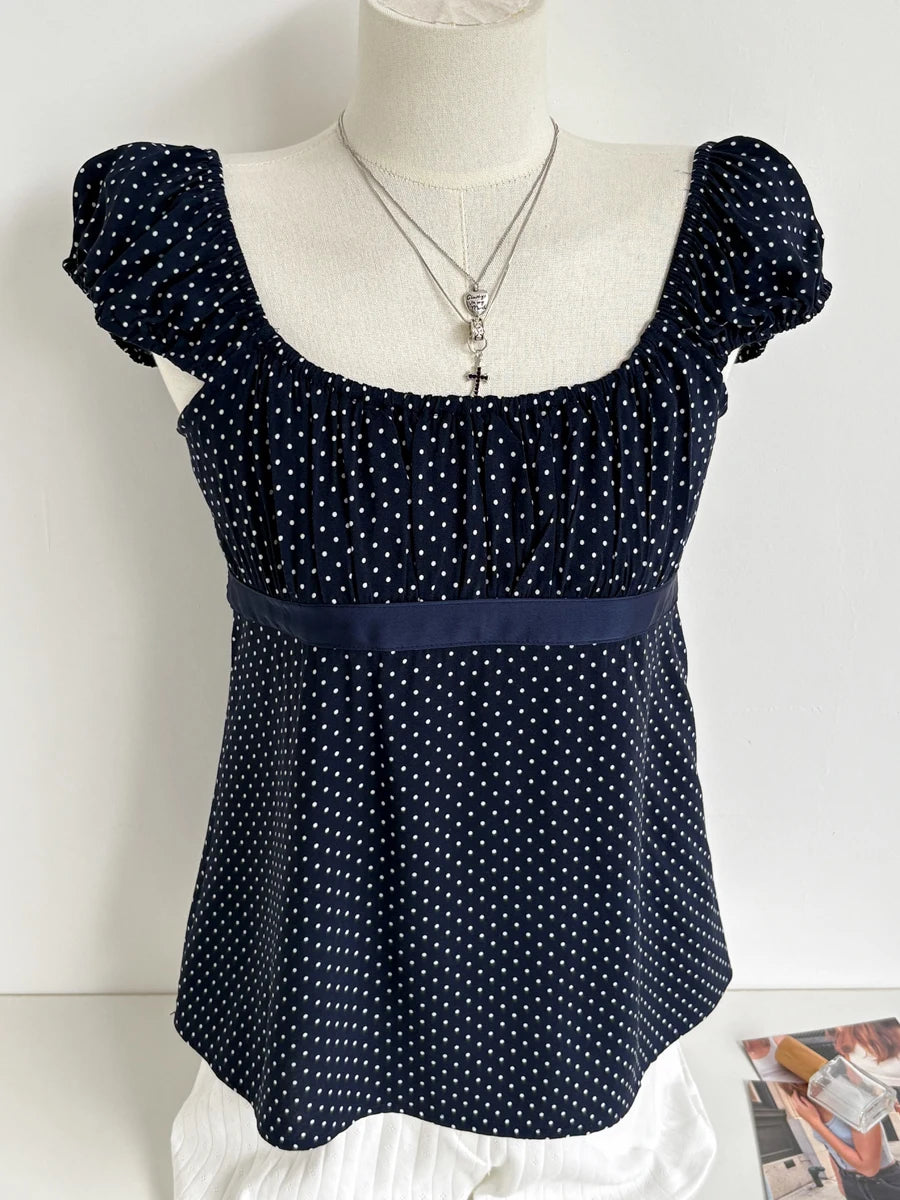 Purple Floral Top Women Casual Slim Lace-up Square Collar Babydoll Sleeveless Tee Tops Sweet Vintage Preppy Style T-shirts Y2K