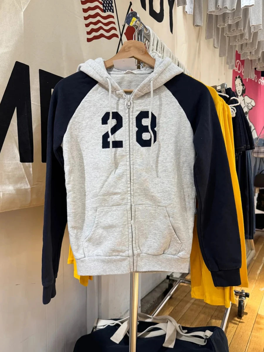 NO.28 Patchwork Long Sleeve Sweatshirts Tops Women New Cotton Slim Chic Pocket Zip-up Pullover Coat Vintage Preppy Style Hoodie