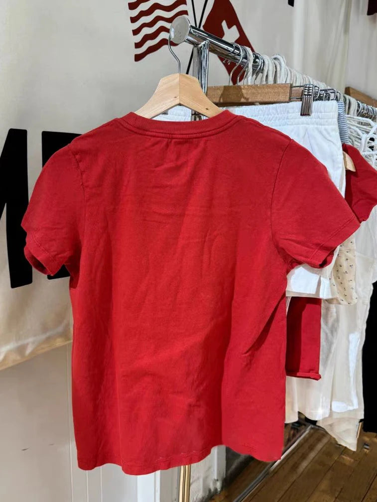 Sweet Guitar Letter Print Red T-Shirt Women Summer New O-neck Cotton Short Sleeve Tee Shirts Vintage Streetwear Tshirt Y2K Tops