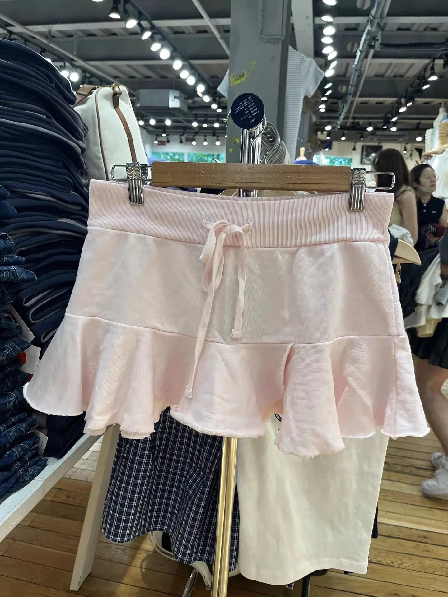 Simple Sweet Waffle A-line Skirts Women Summer New Casual Solid Lace-up High Waist Mini Skirts Streetwear Vintage Chic Y2K Falda