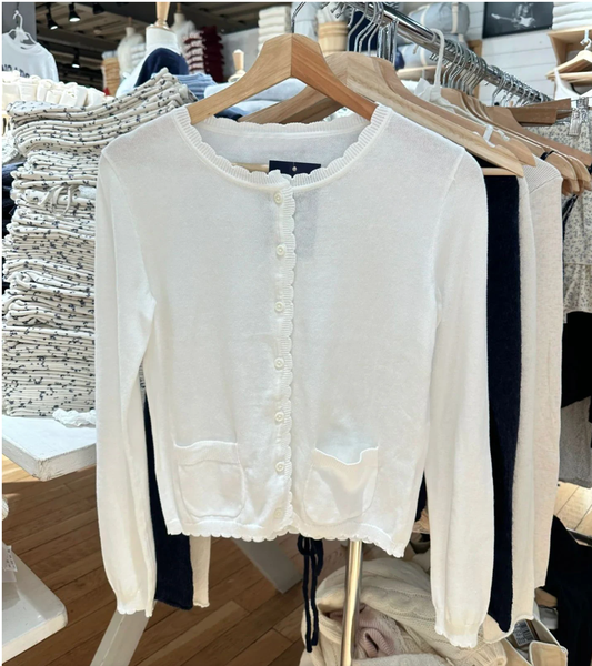 Jastie Babydoll Top Knit Cardigan white