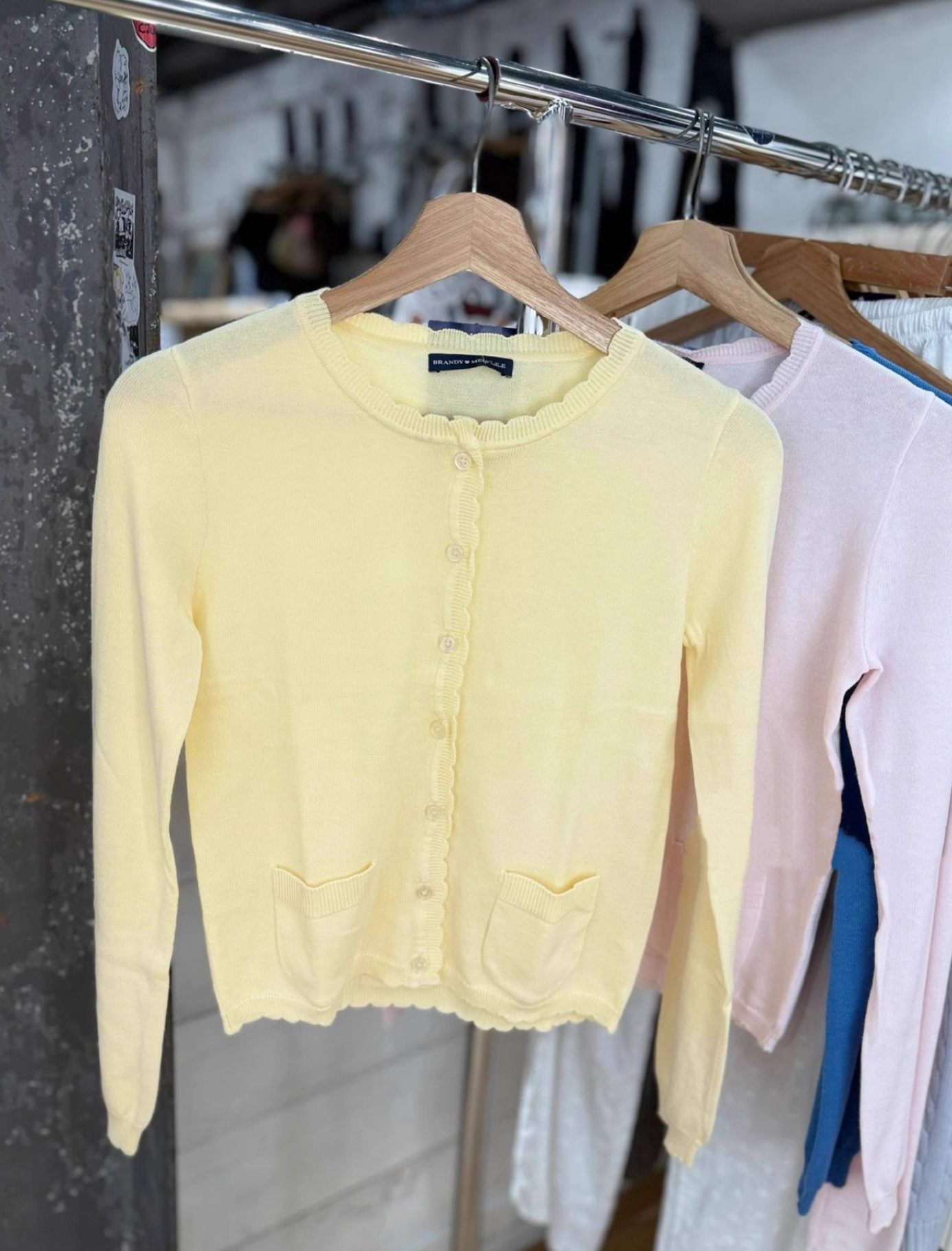 Jastie Babydoll Top Knit Cardigan Yellow