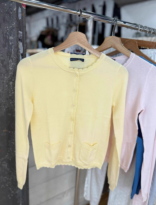 Jastie Babydoll Top Knit Cardigan Yellow