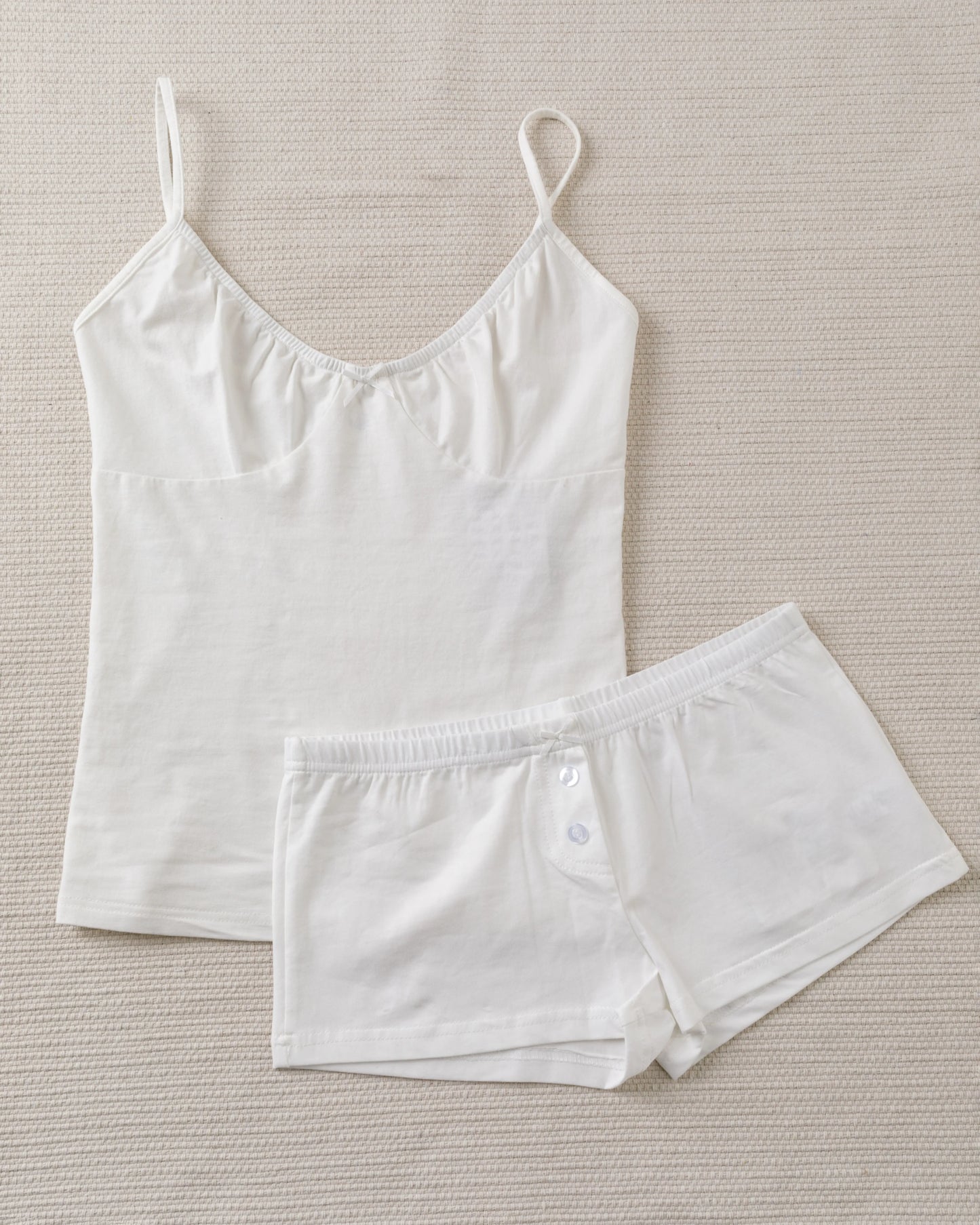Sweet Bow White Tank Shorts Cotton Set Women Lace Trim V-neck Vest+Buttons Straight Short Boxer Short Pant Cute Home Pajama Sets