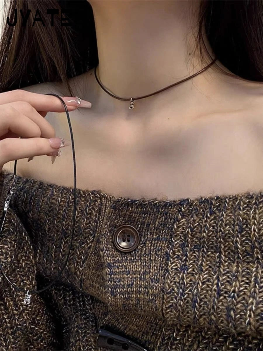 Little Bear Plated Silver Pendant Necklace Girl New Streetwear Harajuku Punk Charms Jewelry Chains Women Vintage Cute Choker Y2K