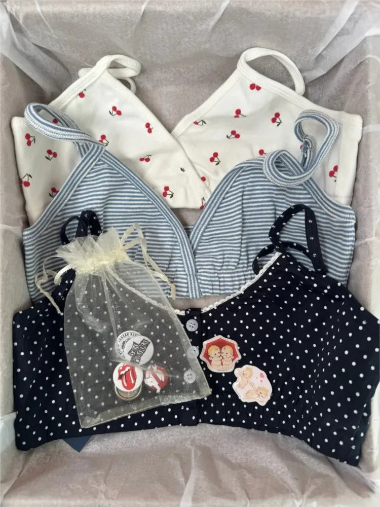 Cute Pattern Print Slim Bra Top Women Summer Sweet Cotton Sexy Camis Tank Tops Female Cute Y2K Clothes Streetwear Pajama Vest