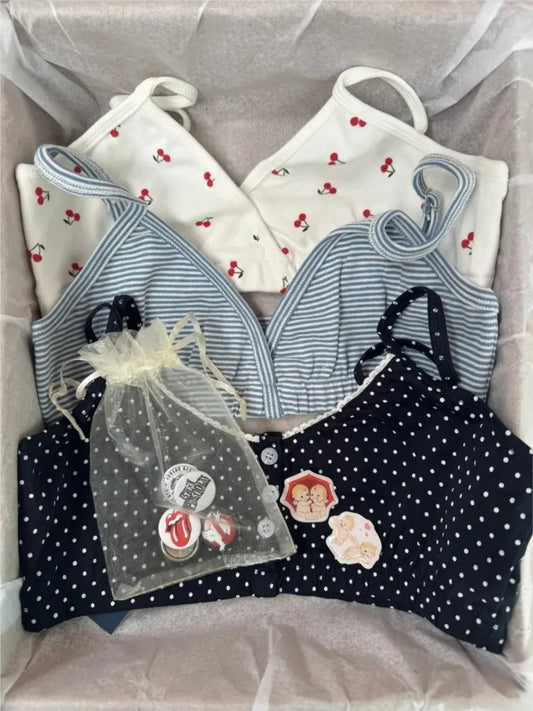 Cute Pattern Print Slim Bra Top Women Summer Sweet Cotton Sexy Camis Tank Tops Female Cute Y2K Clothes Streetwear Pajama Vest
