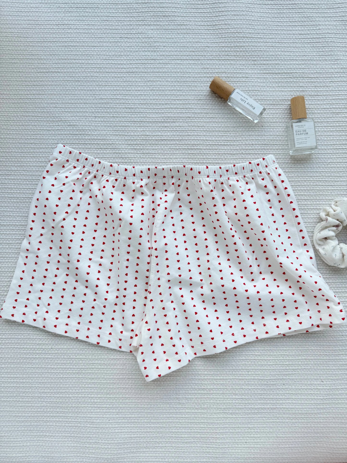 Cute Red Heart Print 2 piece Sets Women Summer Cotton Lace Trim V-neck Camisole+Short Pants Sweet Home Short Outfits Y2K