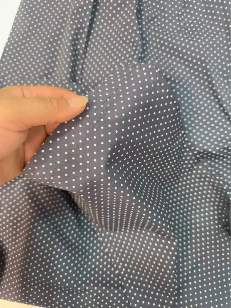 Navy Dot Drawstring Straight Sweatpants Women Summer Y2K Cotton Linen Casual High Waist Trousers Vintage Sport Long Pants New