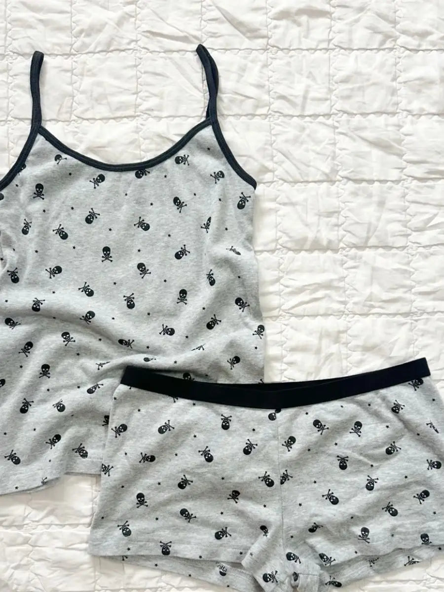 Sweet Pink Striped Vest Shorts Set Women Cotton Slim Crop Top+Elastic Waist Short Pant Casual Cute Home Pajama 2 Piece Sets Y2K