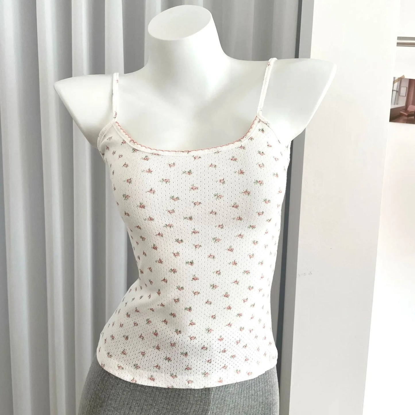 Floral Print Slim Cotton Camisole Women Summer Simple Streetwear Sleeveless Vests Female Cute Sweet Preppy Style Tank Tops Y2K