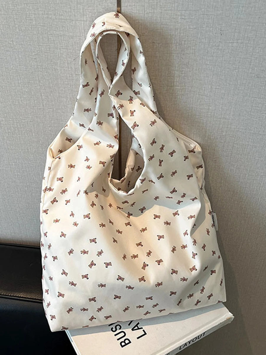 Korean Style Nylon Bag for Women Large Capacity Fashionable single-shoulder Tote Bag Sweet Cute Casual Students Underarm Bag Y2K