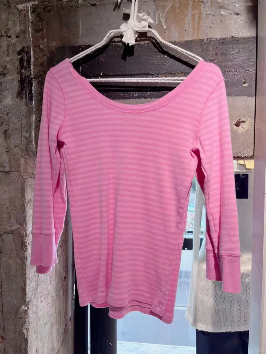 Cotton Pink Striped T-shirts Shorts Set Women Cute Slim U-neck Top+Elastic Waist Short Pant Cozy Sweet Home Pajama 2 Piece Sets