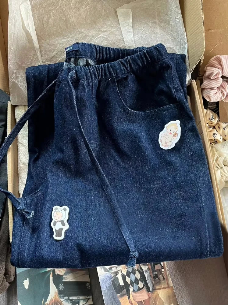 Brown Frankie Pockets Drawstring Pants Women Autumn Sexy Low Waist Straight Long Pant Baggy Vintage Loose Preppy Style Trousers