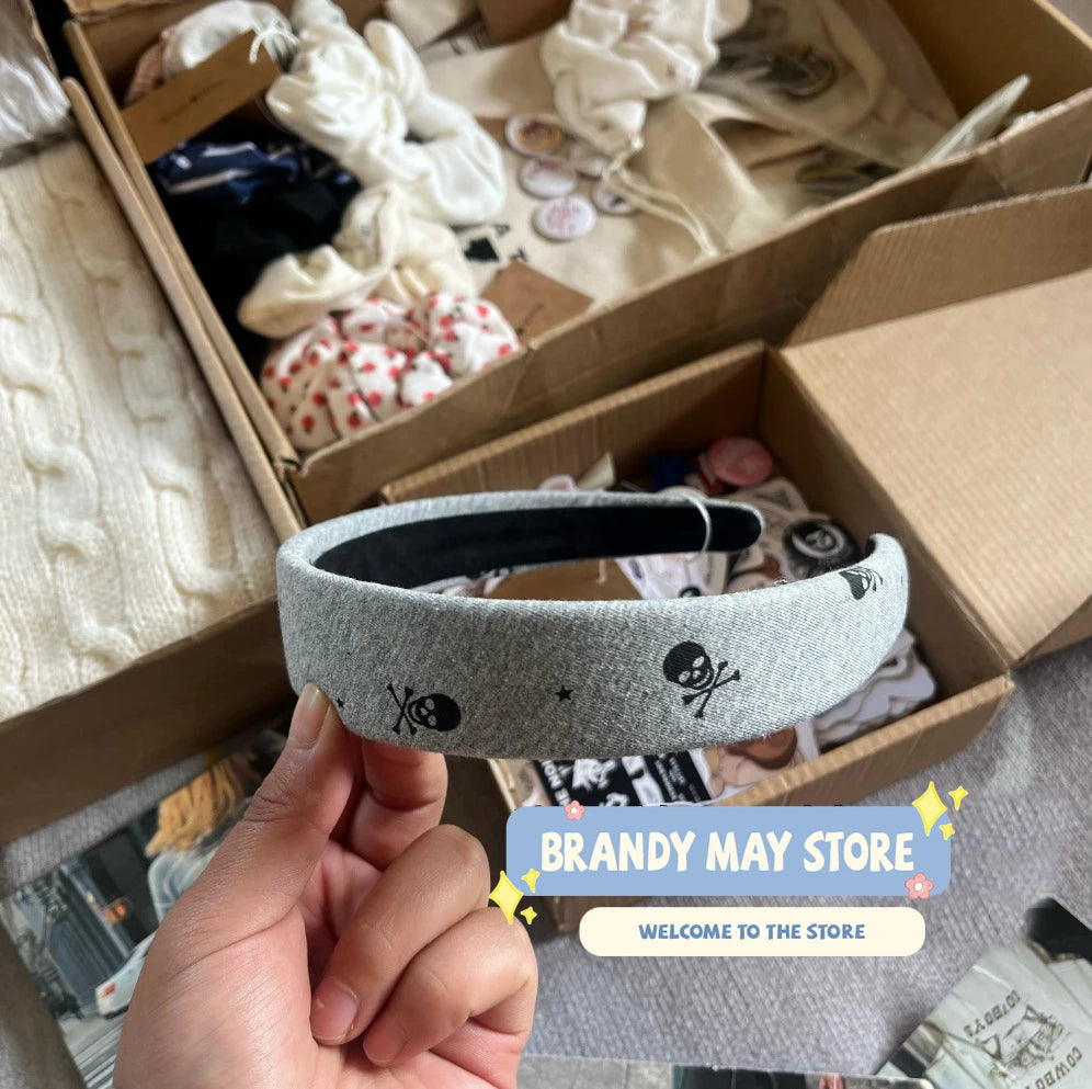 Little Bear Print Headbands Women New Casual Vintage Cotton Preppy Style Streetwear Headwears Girl Cute Sweet Y2K Headband OOTDS