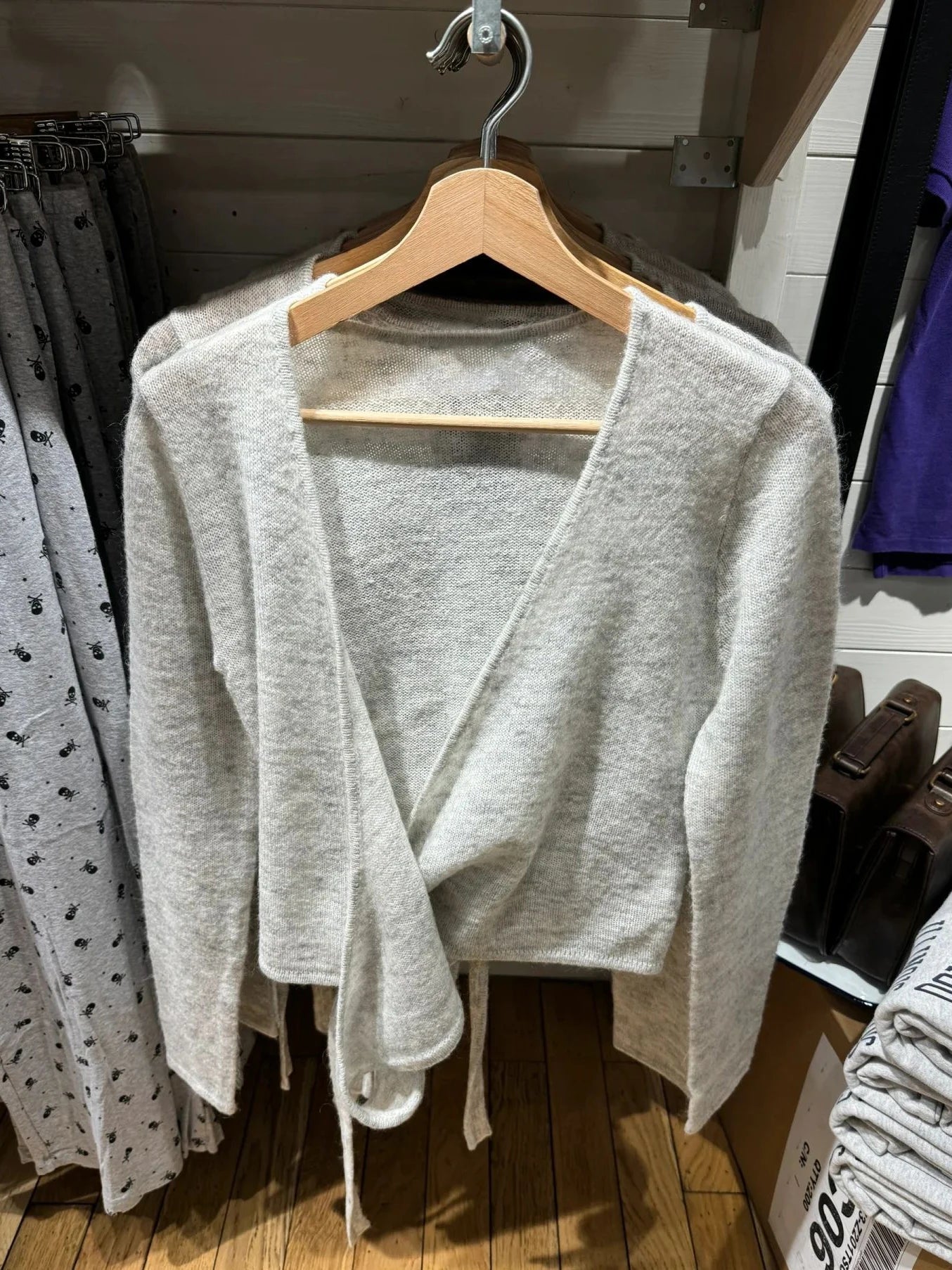 Sweet Gray Lace-up Knitted Long Sleeve T-shirts Cardigan Women Autumn V-neck Cotton Casual Smock Simple Wrap Tee Crop Tops Y2K