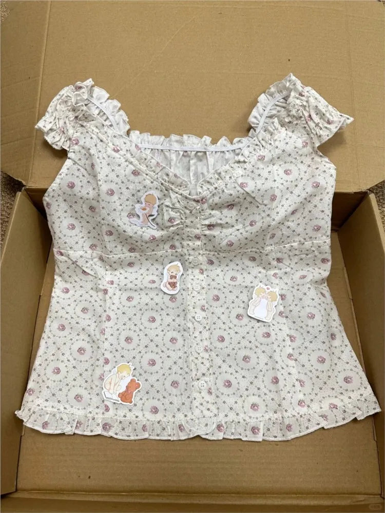 ppurple floral t-shirt women summer v-neck short sleeve tees