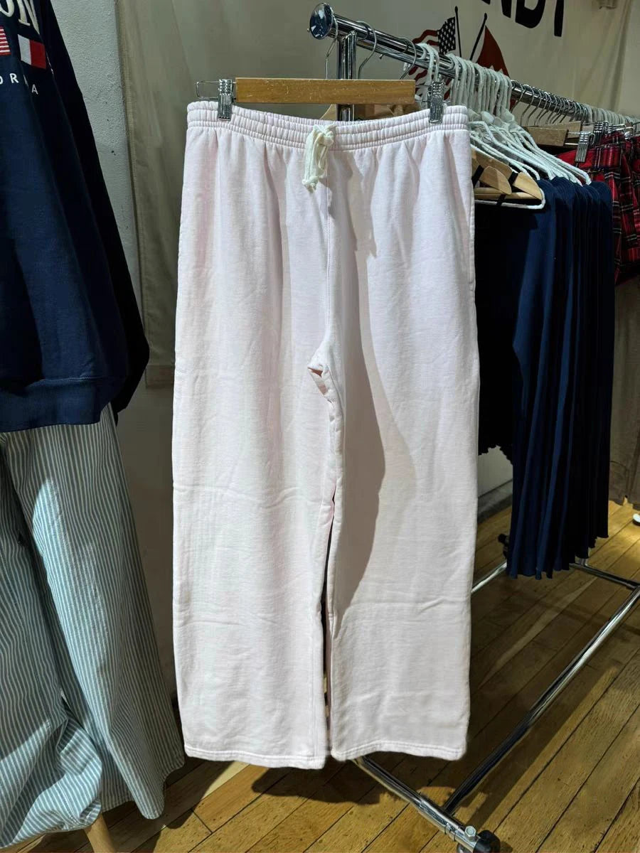 Solid Drawstring Straight Sweatpants Women Streetwear Cotton Simple Casual High Waist Trousers Vintage Chic Sport Long Pants Y2K