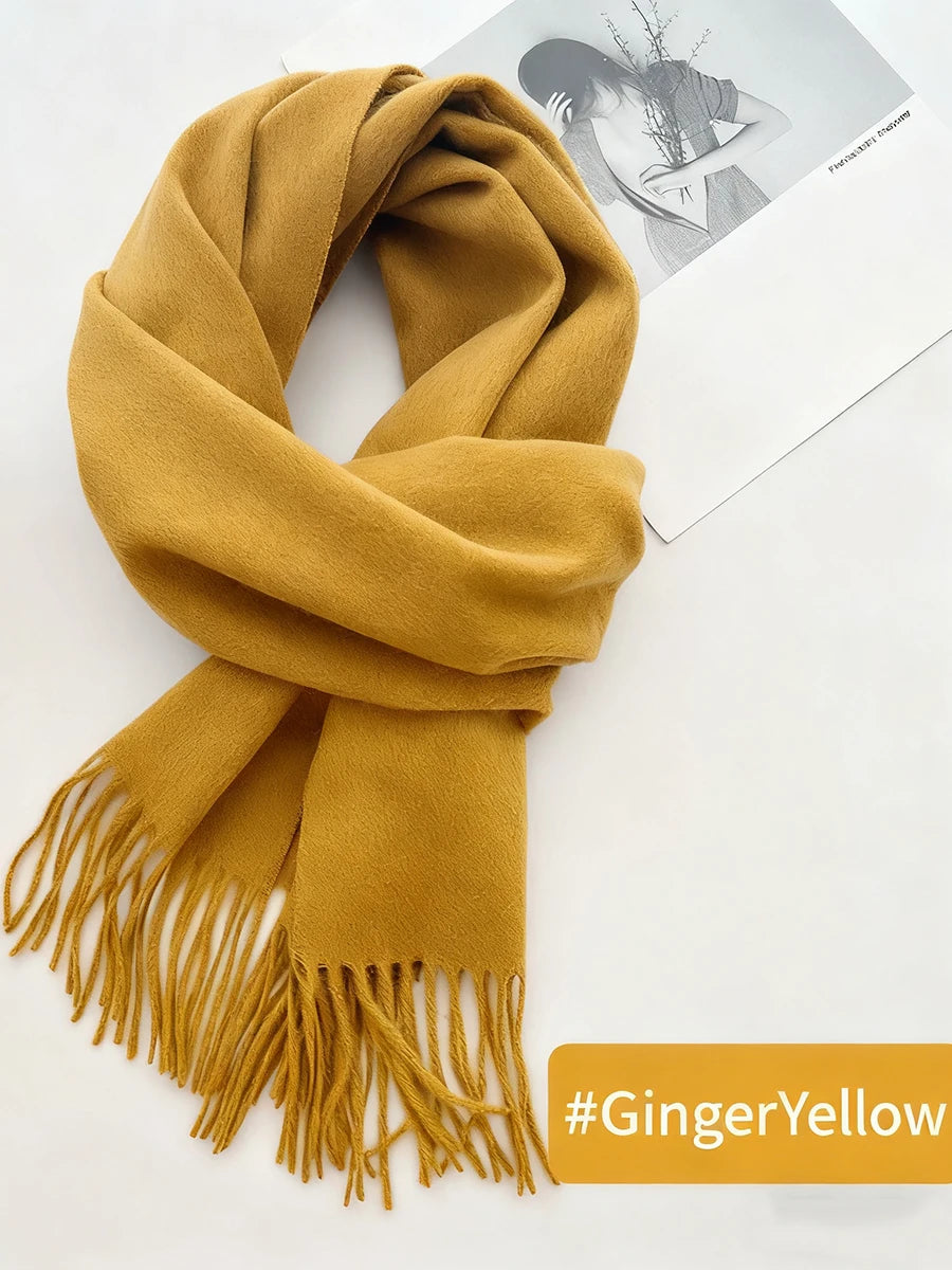New Solid Tassel Knitted Scarf Women Winter/fall Unisex Warm Wool Long Size Vintage Casual All-match Preppy Style Scarves Y2K