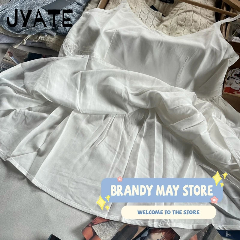 Fashion White Loose V-neck Tank Tops Women New Cotton Casual Simple Side Zipper Sleeveless Vests Sweet Preppy Style Camisole Y2K